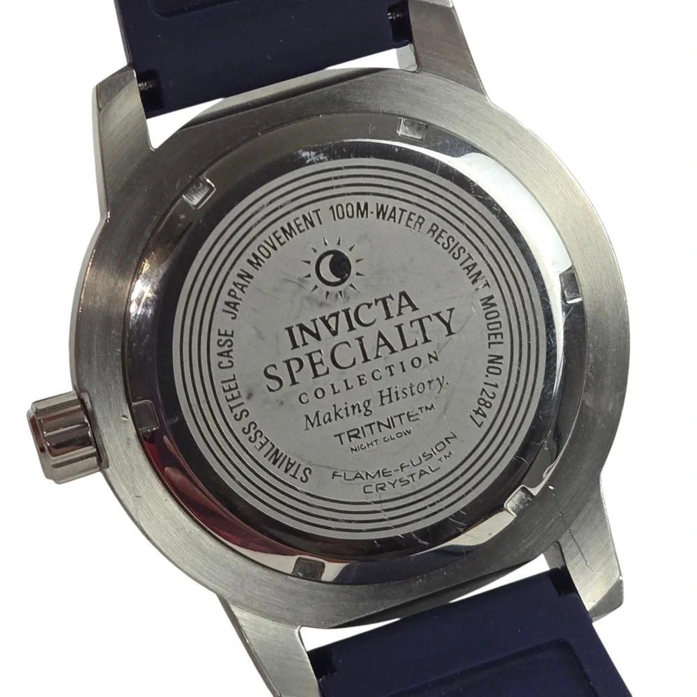 Invicta Specialty Men's Watch 12847 Blue Dial Stainless & Silicon SEE VIDEO